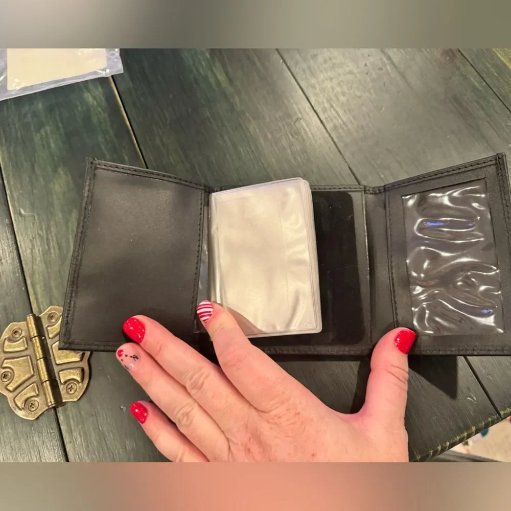 NEW Black Strong Leather Co. Tri-Fold Badge Wallet